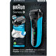 Braun Series 3 ProSkin 3040s Tıraş Makinesi, Siyah/Mavi - Şarj Edilebilir Elektrikli Suya Dayanıklı Tıraş Makinesi