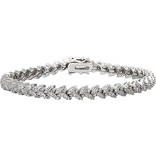 Adal Silver Kadın Gümüş Baget Taşlı V Model Bileklik