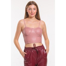 Sense Biye Askılı Deri Bustiyer | BST32480 Gulkurusu