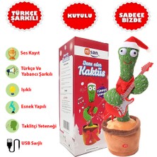 Misan Türkçe ve Yabancı Müzikli Dans Eden Kaktüs Konuşan Taklitçi, Sarjlı, Peluş Oyuncak Peluş Kaktüs