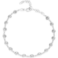 Adal Silver Kadın Gümüş Rodyumlu Zirkon Sıra Taşlı Bileklik