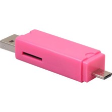 Lovıver USB 2.0 Hub Mikro USB Tf Kart Okuyucu Flaş U Disk Otg Adaptörü Pembe (Yurt Dışından)