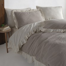 Macas Home Ruffle %100 Pamuklu Fırfırlı Ipliği Boyalı Çift Kişilik Nevresim Takımı 200 x 220 cm