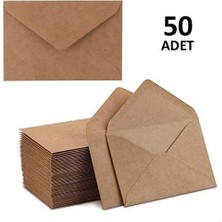 Hobialem 50 Adet Mini Zarf 7x9 cm Kraft Renk Zarf Kartvizit Not Zarfı