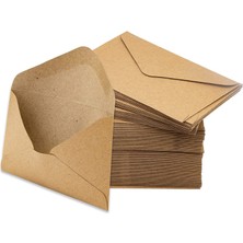 Hobialem 50 Adet Mini Zarf 7x9 cm Kraft Renk Zarf Kartvizit Not Zarfı