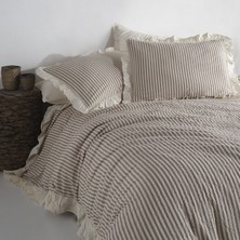 Macas Home Soil %100 Pamuklu Fırfırlı Ipliği Boyalı Çift Kişilik Nevresim Takımı 200 x 220 cm