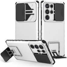 Mooncase Samsung Galaxy S22 Ultra Pc + Yumuşak Tpu Kamera Sürgülü Pencere Koruyucu Kılıf - Beyaz  (Yurt Dışından)