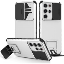 Mooncase Samsung Galaxy S21 Ultra Pc + Yumuşak Tpu Kamera Sürgülü Pencere Koruyucu Kılıf - Beyaz  (Yurt Dışından)