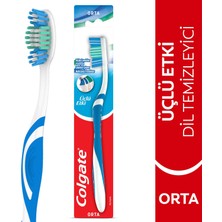 Colgate Üçlü Etki Dil Temizleyicili Arka Dişlere Uzanan Orta Diş Fırçası