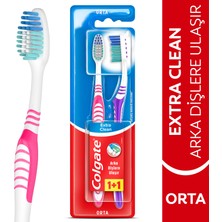 Colgate Extra Clean Dil Temizleyicili Arka Dişlere Uzanan Orta Diş Fırçası 1+1