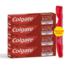 Colgate Visible White Maksimum Beyazlık Beyazlatıcı Diş Macunu 75 ml x 4 Adet + Diş Fırçası Kabı