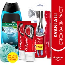 Colgate Diş Macunu 50 Mlx2,yumuşak Diş Fırçası,palmolive Duş Jeli 500 Ml+duş Lifi Hediye