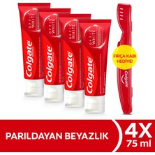 Colgate Optic White Parıldayan Beyazlık Diş Macunu 75 ml x 4 Adet + Fırça Kabı