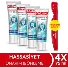 Colgate Hassasiyete Pro Çözüm Onarım ve Önleme Diş Macunu 75 ml x 4 Adet + Fırça Kabı