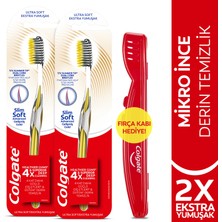 Colgate Mikro İnce Gelişmiş Gold Derin Temizlik Ekstra Yumuşak Diş Fırçası x2 Adet+Diş Fırçası Kabı