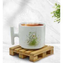 BK Kişiye Özel Papatya Temalı T Kulplu Beyaz Middle Kupa Bardak-13