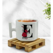 BK Kişiye Özel Harfli T Kulplu Beyaz Middle Kupa Bardak-6