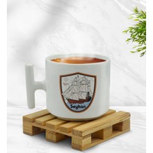 BK Kişiye Özel Gemi Tasarımlı T Kulplu Beyaz Middle Kupa Bardak-3