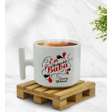 BK Kişiye Özel En Yakışıklı Baba Tasarımlı T Kulplu Beyaz Middle Kupa Bardak-1