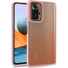 Kzy Xiaomi Redmi Note 10 Pro Kapak Metal Kamera Korumalı Arkası Şeffaf Silikon Kılıf - Rose Gold