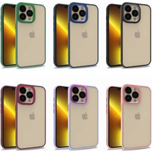 Kzy Apple iPhone 13 Pro Kapak Metal Kamera Korumalı Arkası Şeffaf Silikon Kılıf - Rose Gold