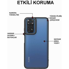 Kzy Xiaomi Redmi Note 11 Global Kapak Metal Kamera Korumalı Arkası Şeffaf Silikon Kılıf - Mavi