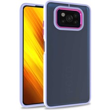 Kzy Xiaomi Poco X3 Pro Kapak Metal Kamera Korumalı Arkası Şeffaf Silikon Kılıf - Lila