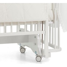 Meltem Smart Bambino Sallanır Ahşap Anne Yanı Beşik - 70x110 cm (beyaz-ekru)