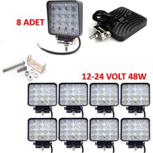 Reycar 8 Adet Off Road Sis Farı Lambası 16 LED Kare Çalışma Lambası RY992317