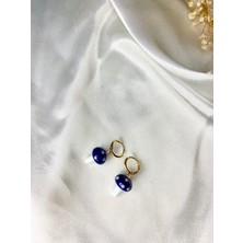 Sıne Accessory Cam Mavi Mantar Küpe