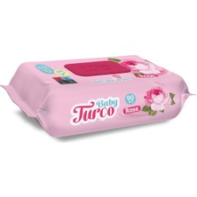 Baby Turco Islak Havlu Mendil 90 Yaprak Gül/rose Plastik Kapaklı Tekli Pk