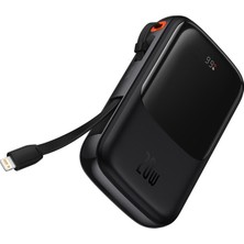 Baseus Qpow Pro Dijital Göstergeli 10000MAH 20W Hızlı Şarj Powerbank iPhone Lightning Kablolu PPQD020001
