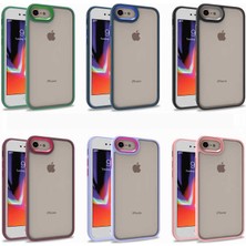 Case World Apple iPhone 7 ile Uyumlu Kapak Metal Kamera Korumalı Arkası Şeffaf Silikon ile Uyumlu Kılıf - Kırmızı