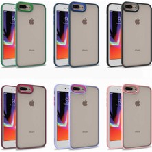 Case World Apple iPhone 7 Plus ile Uyumlu Kapak Metal Kamera Korumalı Arkası Şeffaf Silikon ile Uyumlu Kılıf - Siyah