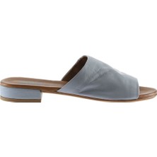 Bueno Shoes Mavi Deri Kadın Düz Terlik