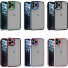 Case World Apple iPhone 12 Pro ile Uyumlu Kapak Metal Kamera Korumalı Arkası Şeffaf Silikon ile Uyumlu Kılıf - Mavi