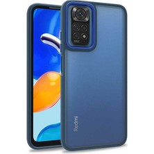 Case World Xiaomi Redmi Note 11S Global ile Uyumlu Kapak Metal Kamera Korumalı Arkası Şeffaf Silikon ile Uyumlu Kılıf - Mavi