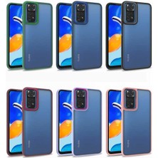 Case World Xiaomi Redmi Note 11S Global ile Uyumlu Kapak Metal Kamera Korumalı Arkası Şeffaf Silikon ile Uyumlu Kılıf - Mavi