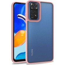 Case World Xiaomi Redmi Note 11S Global ile Uyumlu Kapak Metal Kamera Korumalı Arkası Şeffaf Silikon ile Uyumlu Kılıf - Rose Gold