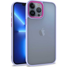 Case World Caseworld Apple iPhone 13 Pro Max Kapak Metal Kamera Korumalı Arkası Şeffaf Silikon Kılıf - Lila