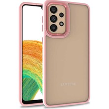 Case World Samsung Galaxy A32 4g ile Uyumlu Kapak Metal Kamera Korumalı Arkası Şeffaf Silikon ile Uyumlu Kılıf - Rose Gold