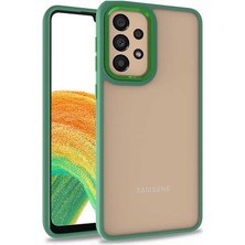 Case World Samsung Galaxy A73 ile Uyumlu Kapak Metal Kamera Korumalı Arkası Şeffaf Silikon ile Uyumlu Kılıf - Yeşil