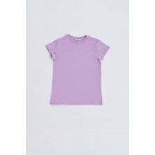 RECOLOR Organik Kısa Kollu Kız Çocuk Tişört - Lila - 8-10