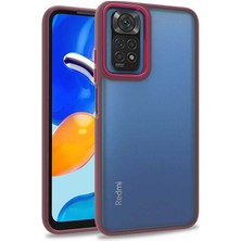 Case World Xiaomi Redmi Note 11S Global ile Uyumlu Kapak Metal Kamera Korumalı Arkası Şeffaf Silikon ile Uyumlu Kılıf - Kırmızı