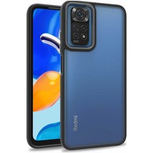 Case World Xiaomi Redmi Note 11S Global ile Uyumlu Kapak Metal Kamera Korumalı Arkası Şeffaf Silikon ile Uyumlu Kılıf - Siyah