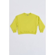 RECOLOR Organik Uzun Kollu Kız Çocuk Sweatshirt - Sarı - 8-10