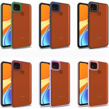 Case World Xiaomi Redmi 9c ile Uyumlu Kapak Metal Kamera Korumalı Arkası Şeffaf Silikon ile Uyumlu Kılıf - Mavi