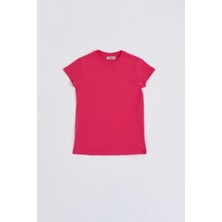 RECOLOR Organik Kısa Kollu Kız Çocuk Tişört - Pembe - 12-14