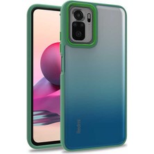 Case World Xiaomi Redmi Note 10 ile Uyumlu Kapak Metal Kamera Korumalı Arkası Şeffaf Silikon ile Uyumlu Kılıf - Yeşil