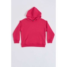 RECOLOR Organik Kapüşonlu Uzun Kollu Kız Çocuk Sweatshirt - Pembe - 10-12
